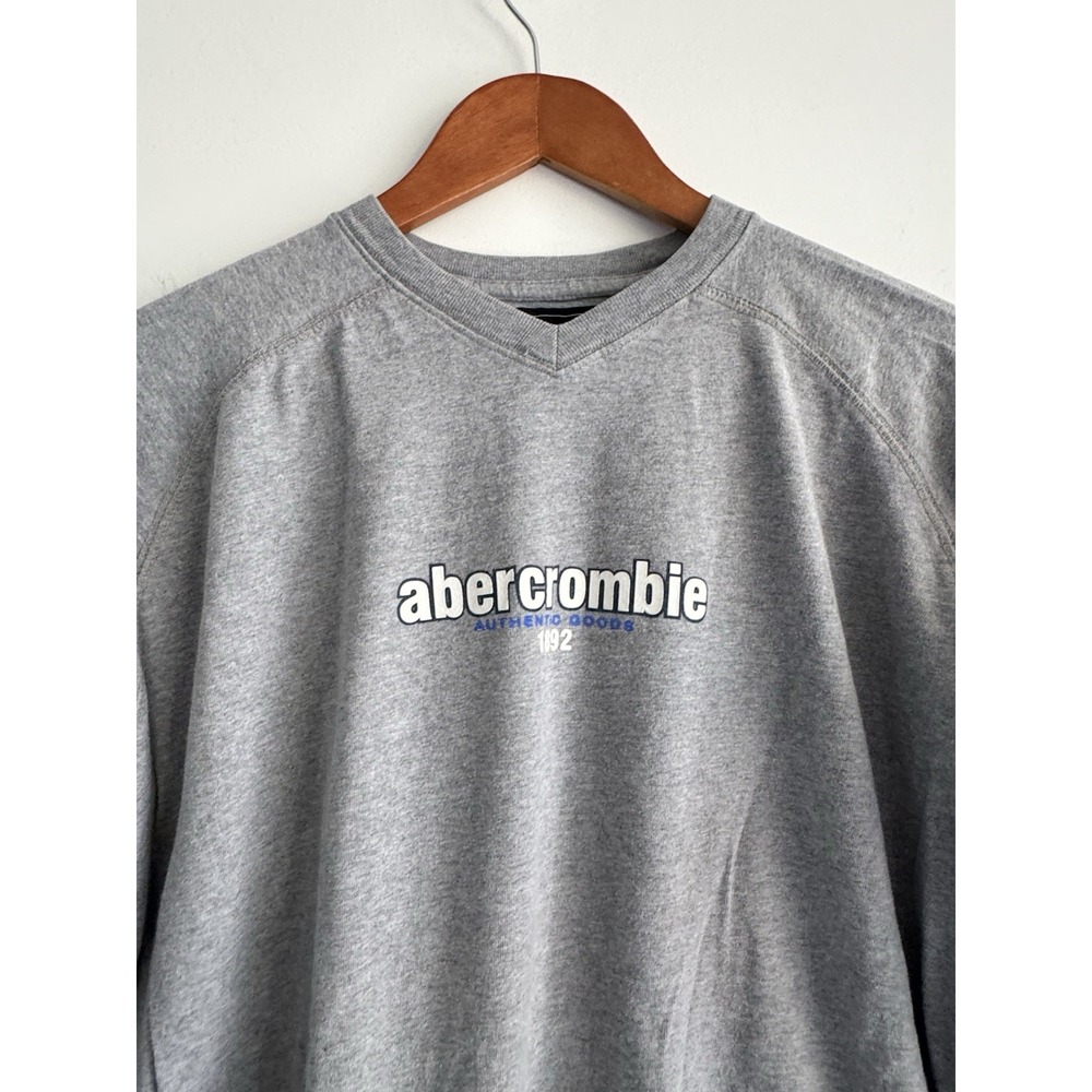 Vtg Abercrombie & Fitch Men's L Long Sleeve Gray Tee Cotton‎